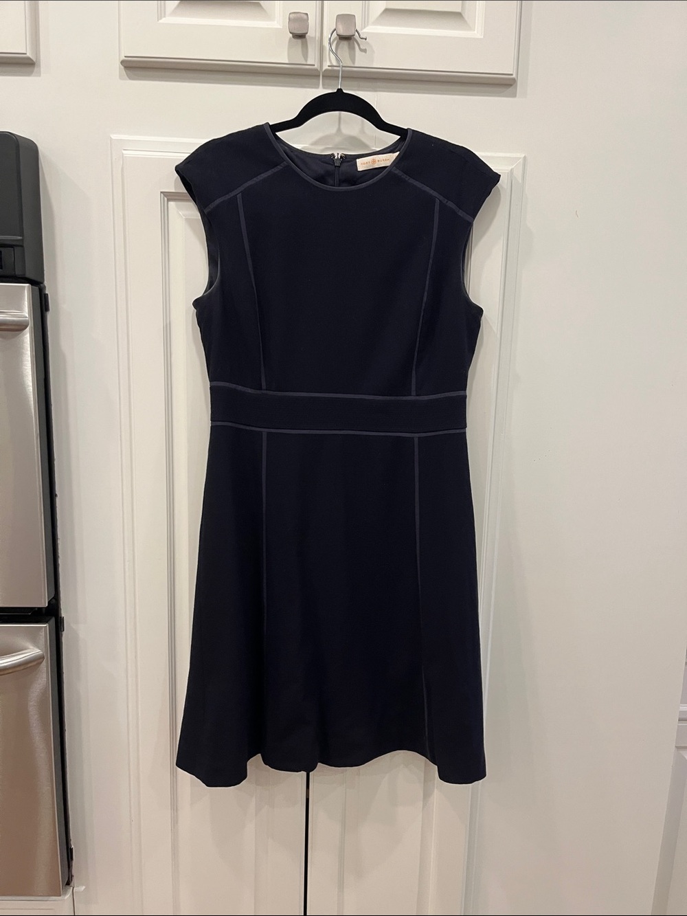Tory Burch Wool Crepe Navy Fit and Flair Dress Size 12